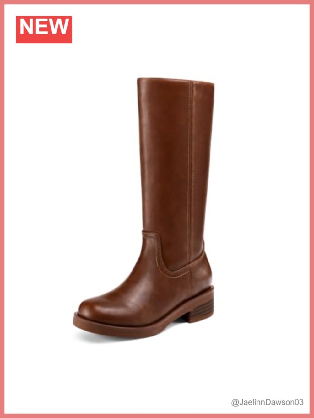 Women's Knee High Boots Round Toe Chunky Block Heel Faux Leather